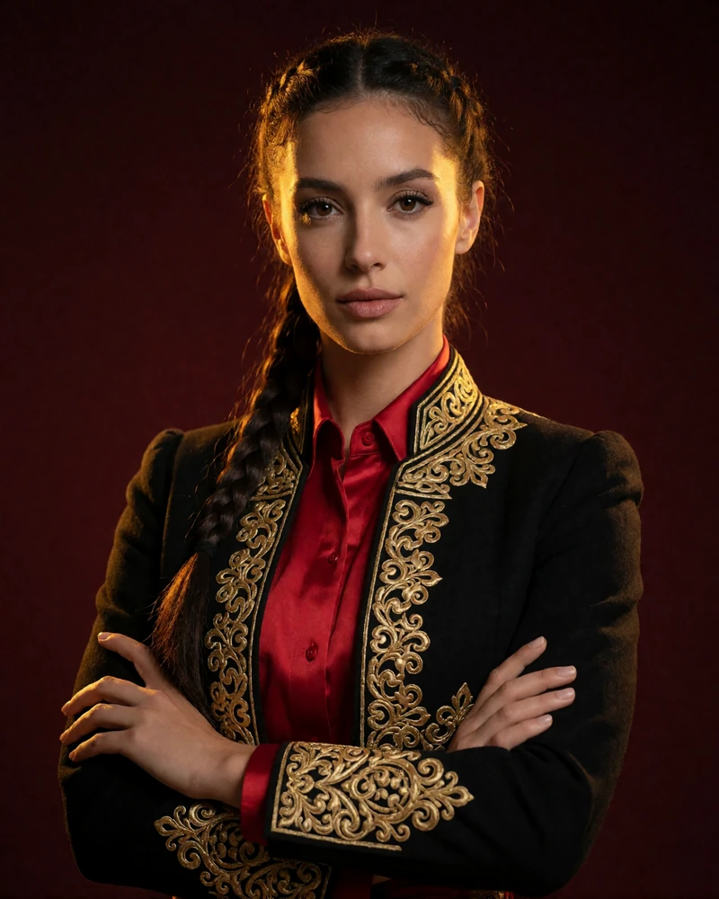 Elegante Torero in schwarz-goldener Bolero-Jacke mit verschr&auml;nkten Armen - VIP-Programm mit Cashback im Casina Casino